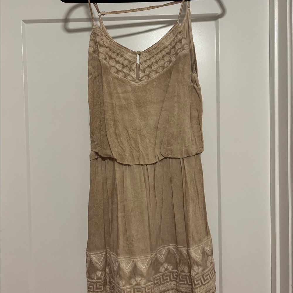 Elegant Tan Sleeveless Dress